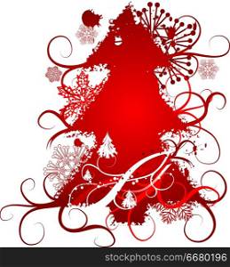 Grunge Christmas tree background, vector illustration