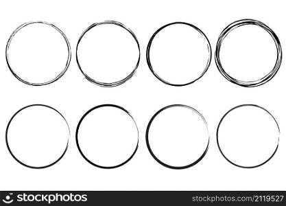 Grunge circle frames icon set. Outline ink art. Creative design. Hand drawn picture. Vector illustration. Stock image. EPS 10.. Grunge circle frames icon set. Outline ink art. Creative design. Hand drawn picture. Vector illustration. Stock image.