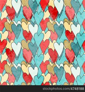 Grunge Dirty Valentine's Seamless Pattern With Hearts