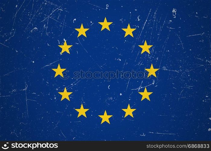 Grunge European flag. European union flag with grunge texture.Vector European flag.
