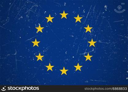 Grunge European flag. European union flag with grunge texture.Vector European flag.
