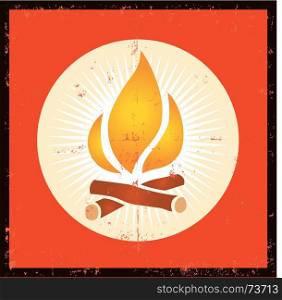 Grunge Fire Symbol. Illustration of a grunge fire flame design element