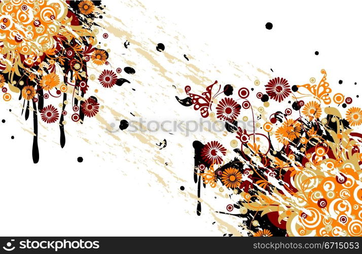 Grunge floral background, vector