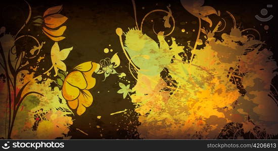 grunge floral background vector illustration