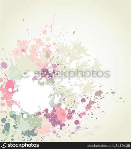 grunge floral background with flowers and blots