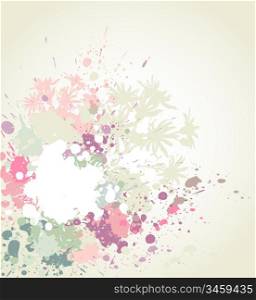 grunge floral background with flowers and blots
