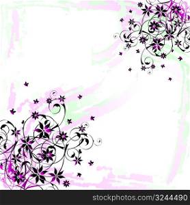 grunge floral background with watercolour effect, vector illustration