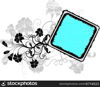 Grunge floral frame, vector