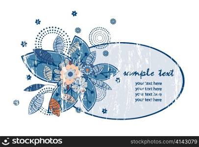 grunge floral frame vector illustration