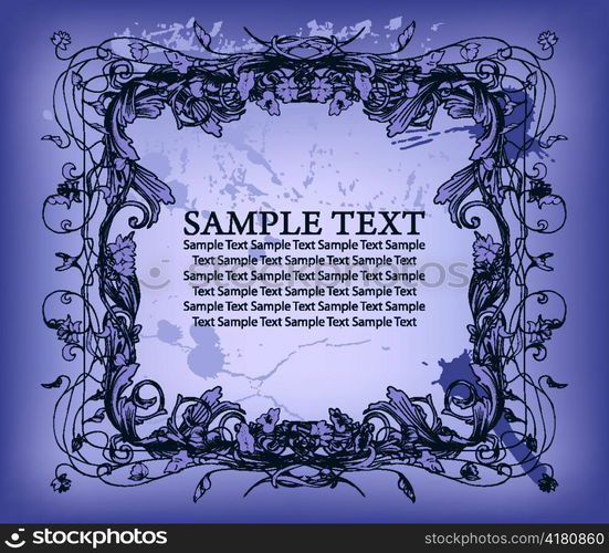 grunge floral frame vector illustration