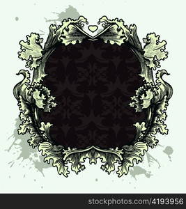 grunge floral frame vector illustration