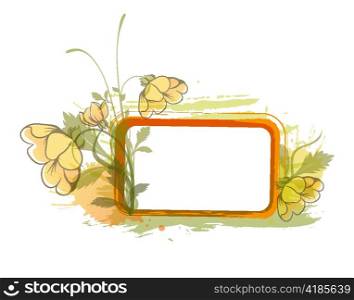 grunge floral frame with space for text