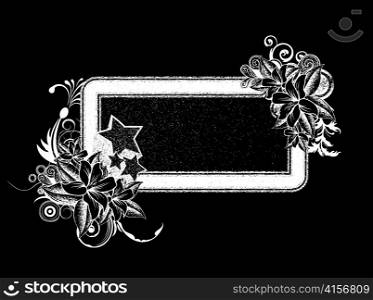 grunge floral frame with stars vector illustration