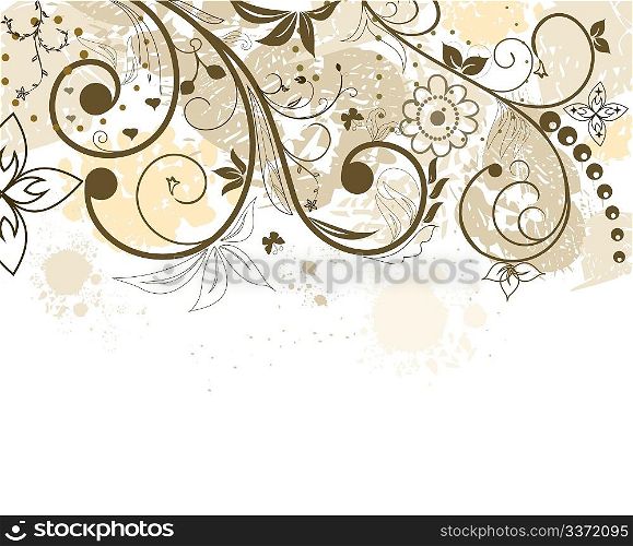 Grunge flower background with butterfly, element for design, vector illustration