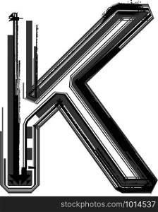 Grunge font. Letter K
