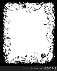Grunge frame flower, elements for design, vector