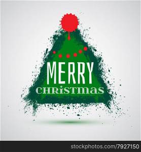 Grunge hand drawn Christmas tree card