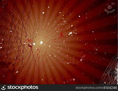 Grunge inspired background with radiating elements and ink splats