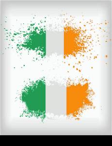 Grunge Irish ink splattered flag vectors