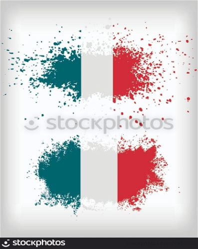 Grunge italian ink splattered flag vectors