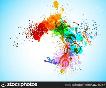 Grunge music background. Abstract colorful illustration