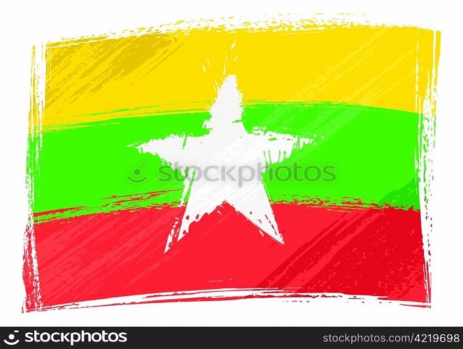 Grunge Myanmar flag