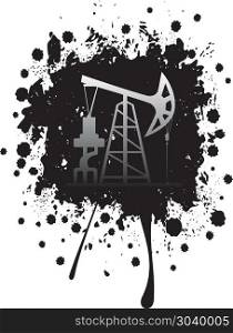 Grunge Oil Pump. Oil industry grunge design with black splatter.