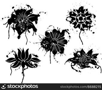 Grunge paint flower, element for design, vector