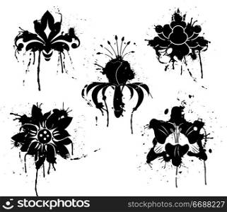 Grunge paint flower, element for design, vector