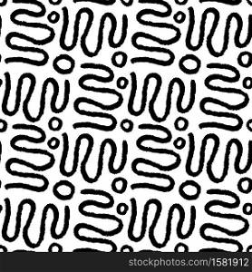 Grunge pattern with black and white ornament. Minimal hand drawn background for fabric or wall paper. Repeating pattern for textile design. Grunge pattern with black and white ornament. Minimal hand drawn background for fabric or wall paper. Repeating pattern for textile design.