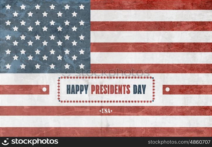 Grunge Presidents Day Background With American Flag