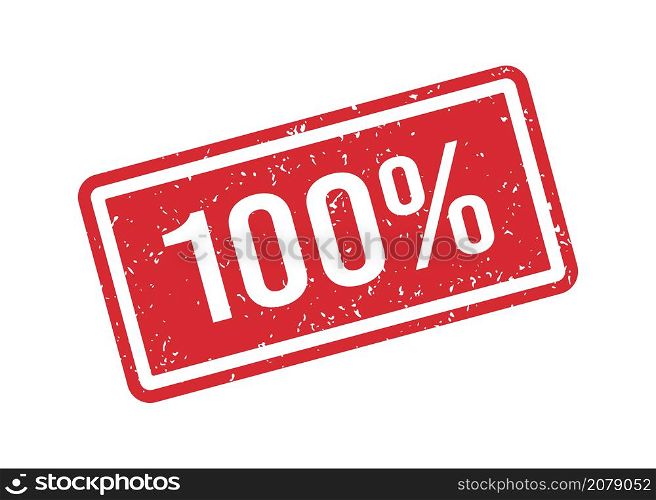 Grunge red 100 percent rubber stamp. One hundred percent seal sign. Grunge vintage square label. Vector illustration isolated on white background.. Grunge red 100 percent rubber stamp. One hundred percent seal sign. Stickers set. Grunge vintage square label. Vector illustration isolated on white background
