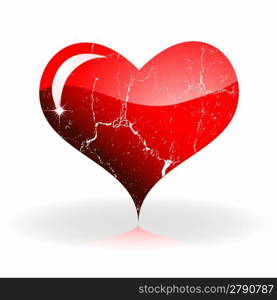 Grunge red heart on a white background