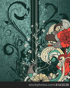 grunge retro floral background vector illustration