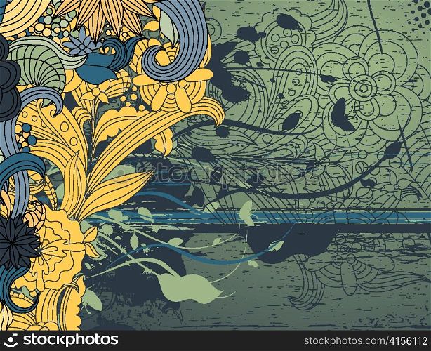 grunge retro floral background vector illustration