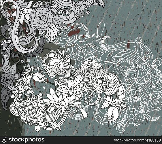 grunge retro floral background vector illustration