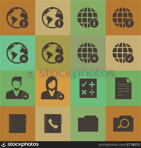 Grunge retro style mobile phone icons network vector set