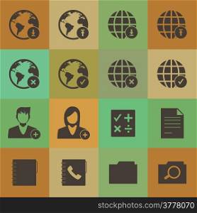 Grunge retro style mobile phone icons network vector set
