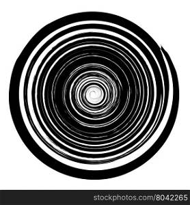 Grunge Round Pattern Isolated on White Background. Ink Spiral Splatter. Grunge Round Pattern Isolated on White Background