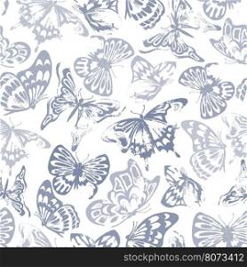 Grunge Seamless Background Butterfly Pattern. Vector Illustration.. Butterfly Pattern