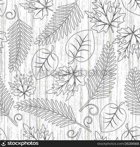 Grunge seamless pattern from contours of leaves(can be repeated and scaled in any size)