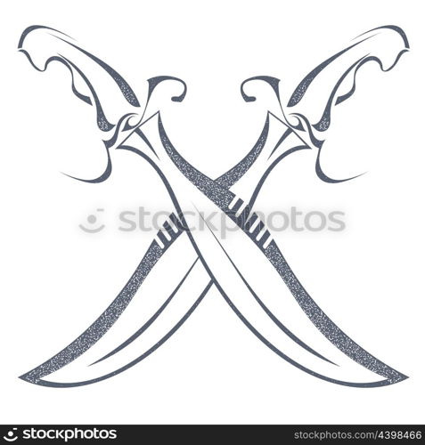 Grunge sketch set sword isolated on white background. Weapons vintage grunge style. Stock vector illustration.&#xA;