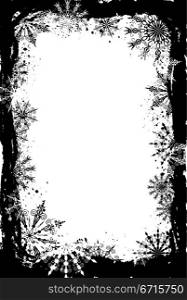 Grunge snowflakes frame, vector