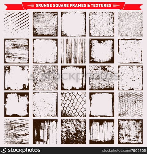 Grunge Square Frames Textures Backgrounds Vector