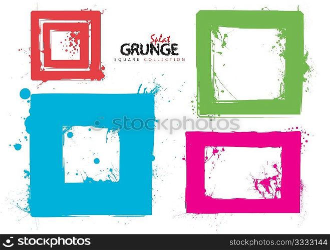 Grunge square ink splat collection with bright colours