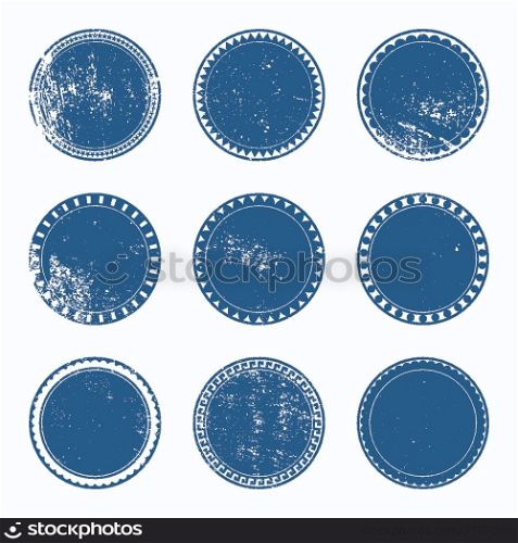 Grunge Stamp Set of Blue color for your design. EPS10 vector.