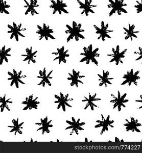 Grunge stars seamless pattern. Black ink stains star wallpaper on white background. Hand drawn paint brush seamless pattern.. Grunge stars seamless pattern. Black ink stains star wallpaper