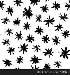 Grunge stars seamless pattern. Hand drawn paint brush seamless pattern. Black ink stains star wallpaper on white background.. Grunge stars seamless pattern. Hand drawn paint brush seamless pattern.