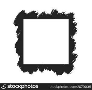Grunge stencil square frame with brush painted frame. Template with brush stroke. Rectangular border with grunge overlay. Vector illustration isolated on white background.. Grunge stencil square frame with brush painted frame. Template with brush stroke. Rectangular border with grunge overlay. Vector illustration isolated on white background