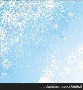 Grunge style background with various snowflake designs